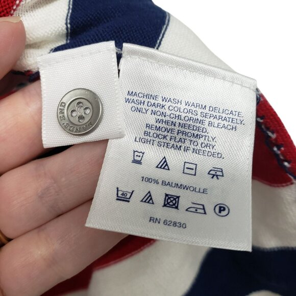 Lands End 100% Supima Cotton Navy Blue Red White Stripe Button Front Cardigan 2X - Picture 10 of 10